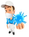 3d painter holding a virus