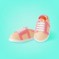 3d Pair Baby Shoes Footwear Cartoon Style. Vector Royalty Free Stock Photo