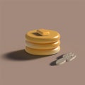 3D pancake with wood fork and butter