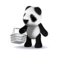 3d Panda bear with shopping basket