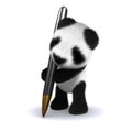 3d Panda bear writes