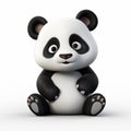 3d Cel Shaded Panda Pose On White Background