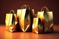 3D Paper bags on ping background. Online shopping