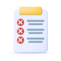 3D Paper Clipboard Holder with Wrong Checklist