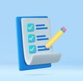 3d paper clipboard task management todo check list