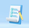 3d paper clipboard task management todo check list