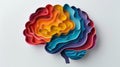 3D paper cutout of lifting brain sections for mental health awareness Royalty Free Stock Photo