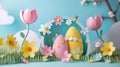 3D Paper Cutouts Easter Card Handcrafted Royalty Free Stock Photo