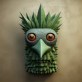 3d Printed Bird Head With Green Eyes In The Style Of Filip Hodas Royalty Free Stock Photo