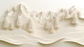 Winter Mountain Landscape with Trees - Paper Cutout Style Royalty Free Stock Photo