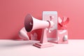 3D Papercut Social Marketing Megaphone Email Smartphone Concept