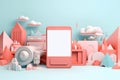 3D Papercut Social Marketing Megaphone Email Smartphone Concept