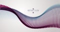 3d particles mesh array wave, sound flowing. Blurred round light Royalty Free Stock Photo