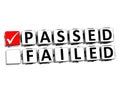 3D Passed Failed Button Click Here Block Text