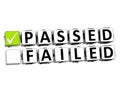 3D Passed Failed Button Click Here Block Text