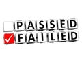 3D Passed Failed Button Click Here Block Text