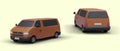 3D passenger van in different positions. Mini bus for passenger transportation Royalty Free Stock Photo