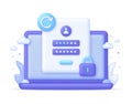 3D Password reset illustration on Computer. Update personal data concept. Getting a new username and password.