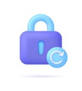 3D Password reset illustration. Update personal data concept. Getting a new username and password for an account.