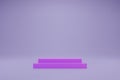 3D pastel purple double cubic podium on light lilac background