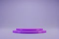 3D pastel purple double cylinder podium on light lilac background