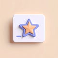3D Pastel Star Rating Icon on White Square Button Royalty Free Stock Photo