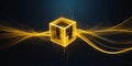 2d pattern upward flow and yellow cube with speed of f ai generated