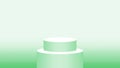 3d pedestal cylinder circle green soft for cosmetics showcase, podium circle stage green pastel soft color, platform 1 step for