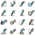 3d pen icons set vector flat Royalty Free Stock Photo