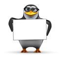 3d Penguin with blank banner