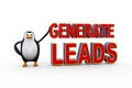 3d penguin with generate leads Royalty Free Stock Photo