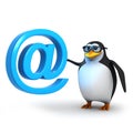 3d Penguin has an email address symbol