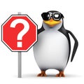 3d Penguin has a question Royalty Free Stock Photo