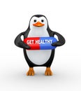 3d penguin holding get healthy pill