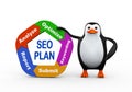 3d penguin holding seo plan Royalty Free Stock Photo