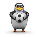3d Penguin holding a soccer ball