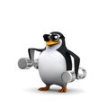 3d Penguin lifting dumbells