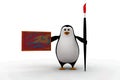 3d penguin with paint brush and borad concept Royalty Free Stock Photo
