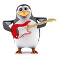 3d Penguin plays electric guitar