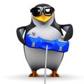 3d Penguin plays video games