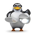 3d Penguin silver service Royalty Free Stock Photo