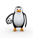 3d penguin and soccer football