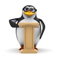 3d Penguin standing at a lectern