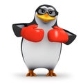 3d Penguin wearing boxing gloves