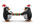 3d Penguins pulling a Christmas cracker