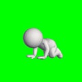 3D people - crawl 1 - green screen Royalty Free Stock Photo