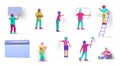3D People in different poses isolated on white background 3D rendering illustration. UI UX Design website app Team working with Royalty Free Stock Photo