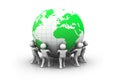 3d people with green world globe Royalty Free Stock Photo