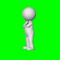 3D people - hand around chest 3 - green screen