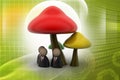 3d people icon under the mushrooms